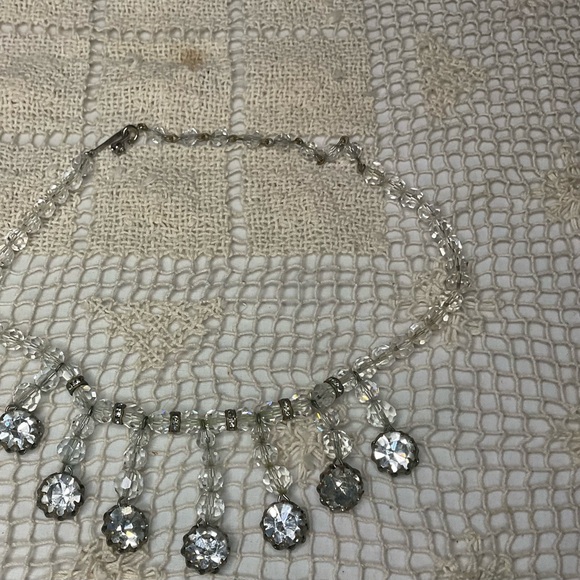 Vintage Czech Necklace 1930 Chrystal Rhinestone 15” - Picture 4 of 10